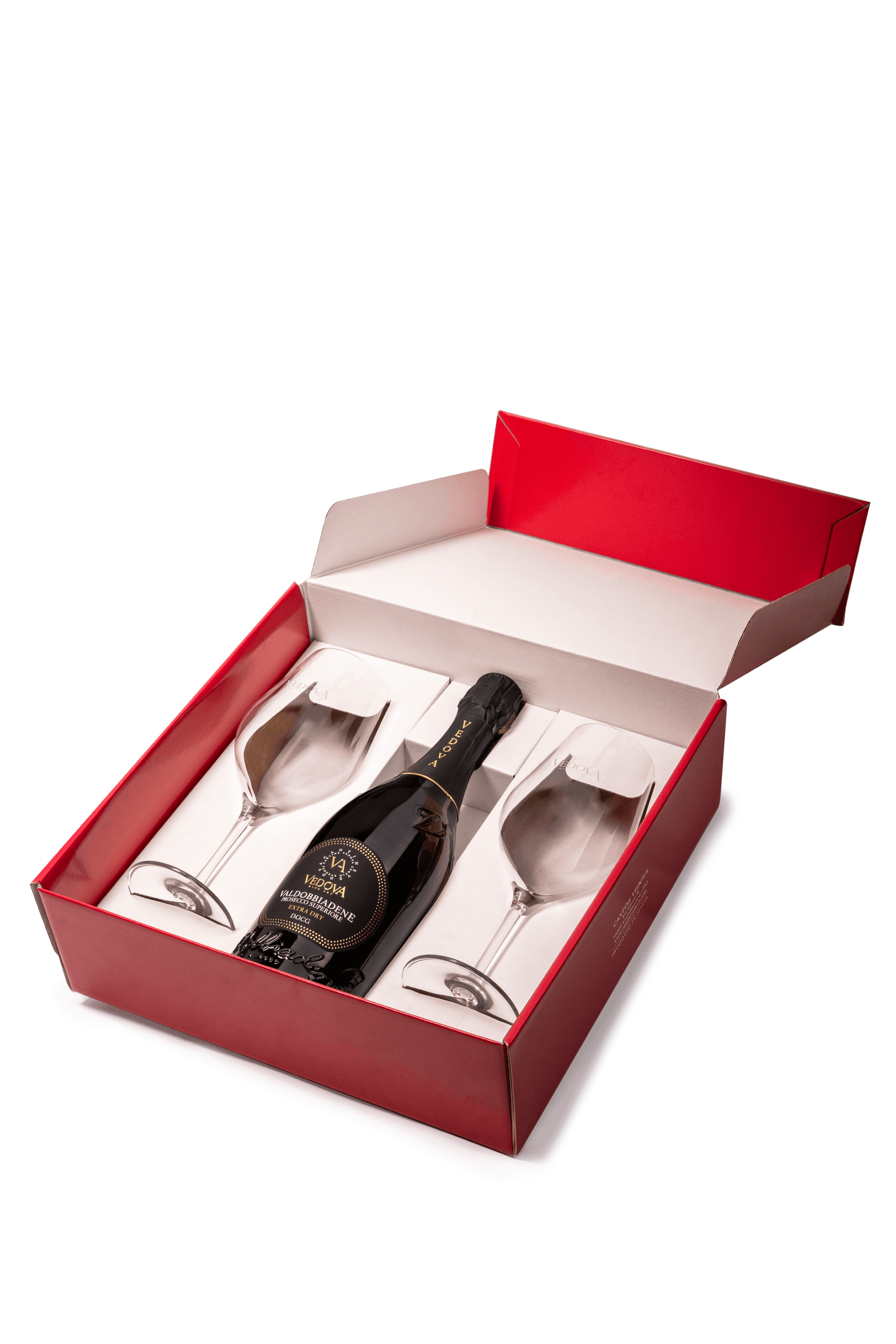 Confezione regalo 1 bottiglia con 2 calici - Vedova Selection
