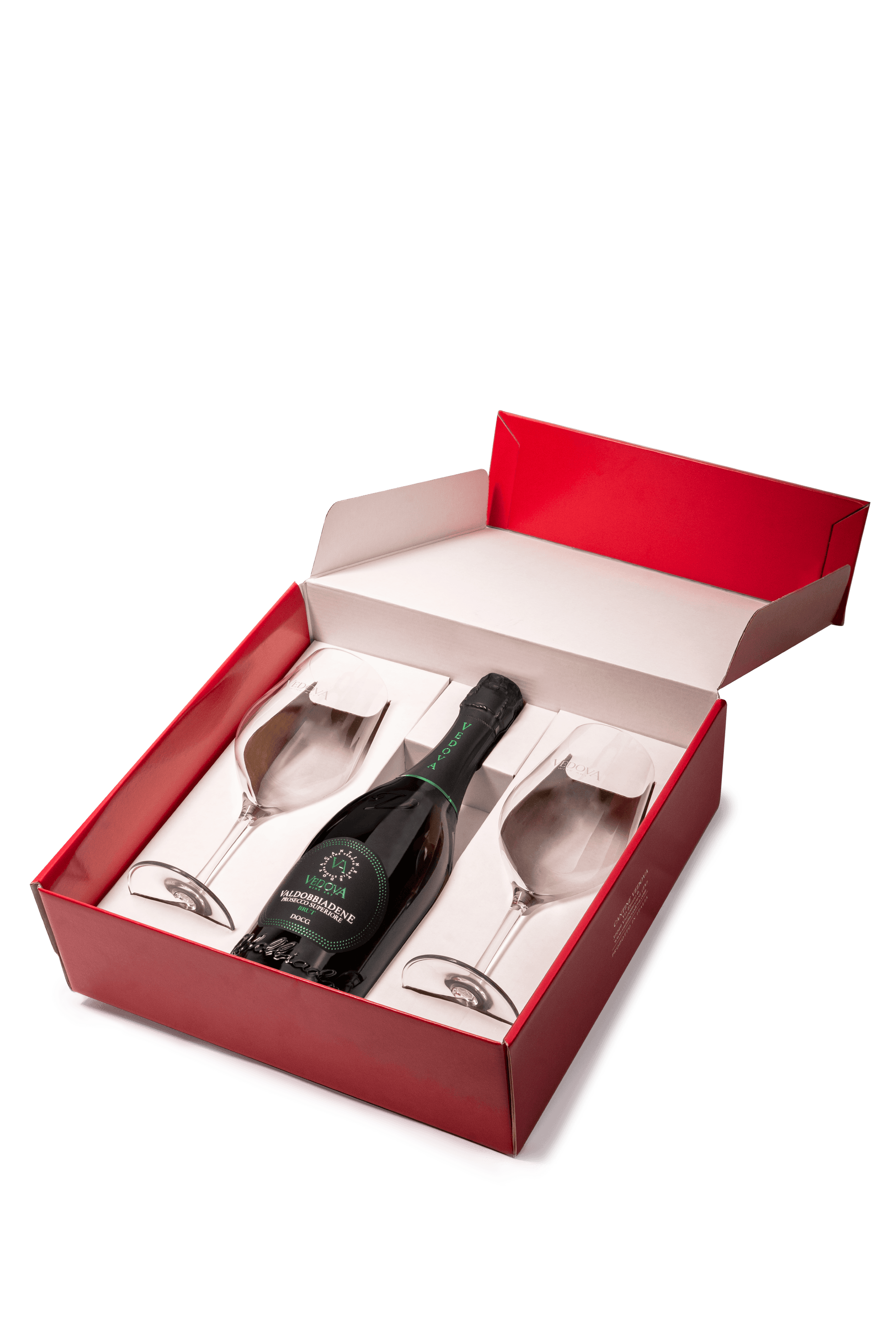 Confezione regalo 1 bottiglia con 2 calici - Vedova Selection