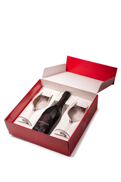 Gift box 1 bottle with 2 glasses